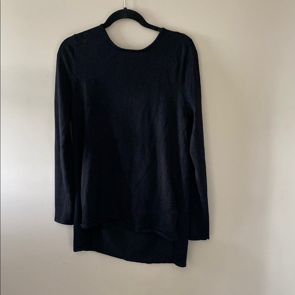 Joan Vass Black Asymmetrical Long Sleeve Tunic